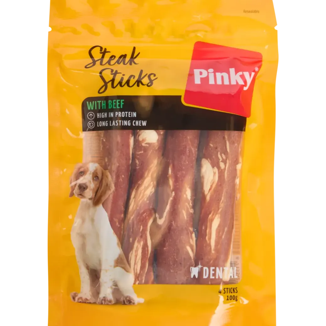 Bâtonnets à mâcher pour chien Pinky Steak Sticks | Action FR