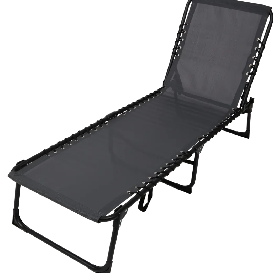 Chaise longue pliable Acier Noir | Action FR