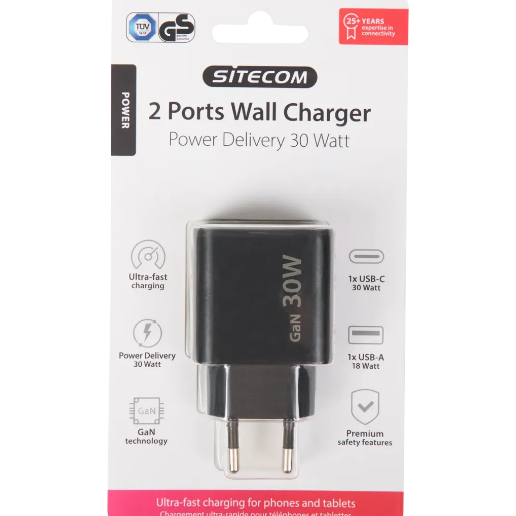 Chargeur secteur rapide Sitecom GaN | Action FR