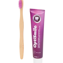 Dentifrice et brosse à dents OptiSmile Purple Whitening | Action FR