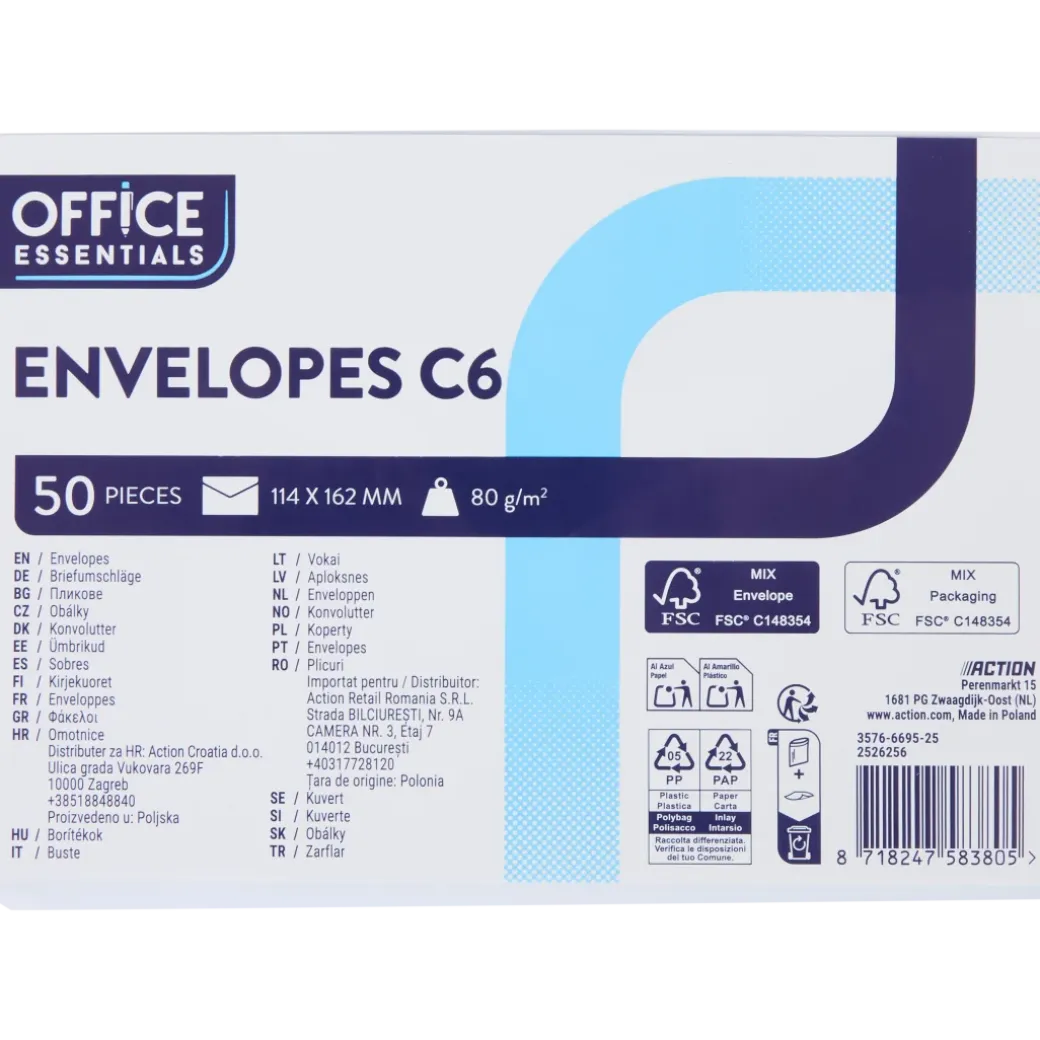 Enveloppes Office Essentials C6 | Action FR