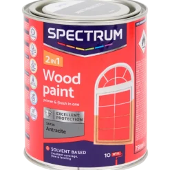 Peinture laque satinée pour bois 2-en-1 Spectrum Anthracite Gris 750 ml | Action FR