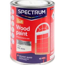 Peinture laque satinée pour bois 2-en-1 Spectrum RAL 9010 Blanc 750 ml | Action FR
