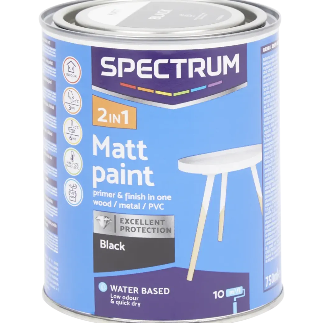 Peinture mate 2-en-1 Spectrum Noir Noir 750 ml | Action FR