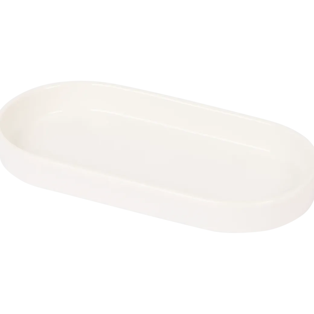 Plateau ovale en porcelaine Blanc Ovale | Action FR