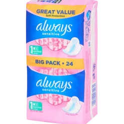 Serviette hygiénique Always Sensitive 24 Pièces | Action FR