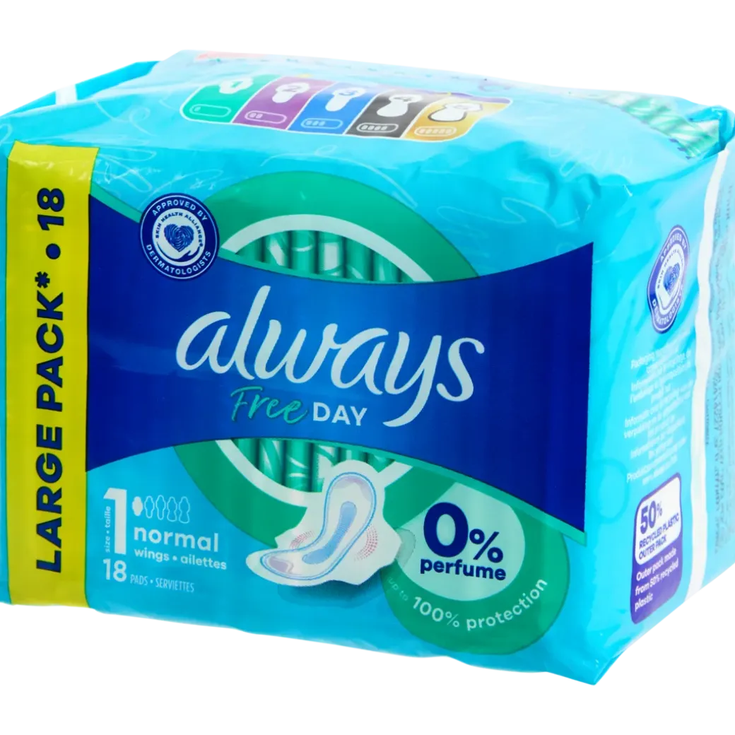 Serviettes hygiéniques Always Free Day Normal 18 Pièces | Action FR