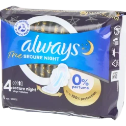 Serviettes hygiéniques Always Free Secure Night 6 Pièces | Action FR