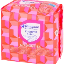 Serviettes hygiéniques Femapure No Worries Super 12 Pièces | Action FR